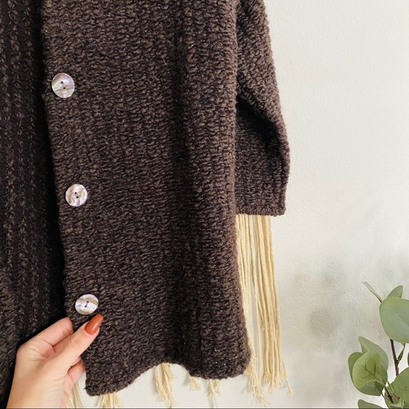 Eileen Fisher Wool Alpaca Blend Brown Cardigan - Picture 9 of 10